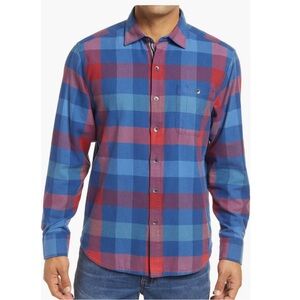 Tommy Bahama, Camano Bay Check Flannel, Blue / Red, Size Large